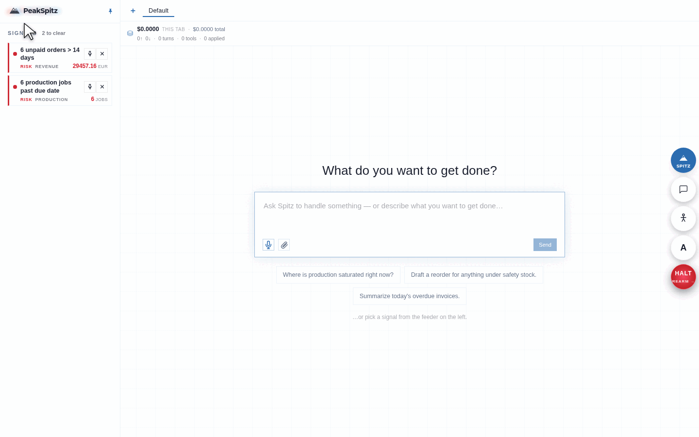 A user resolves a detected signal with Spitz — it proposes a collections follow-up remediation to approve with one click